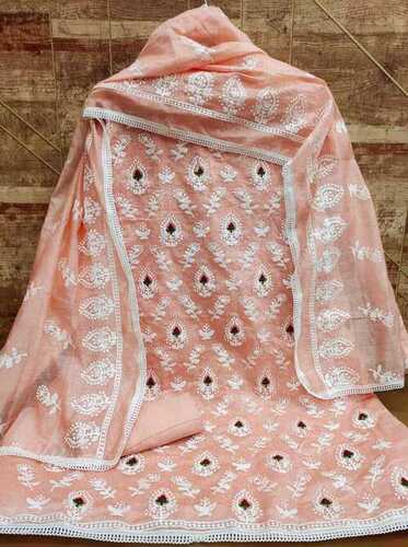 Muskan Orange Chanderi Dress Material