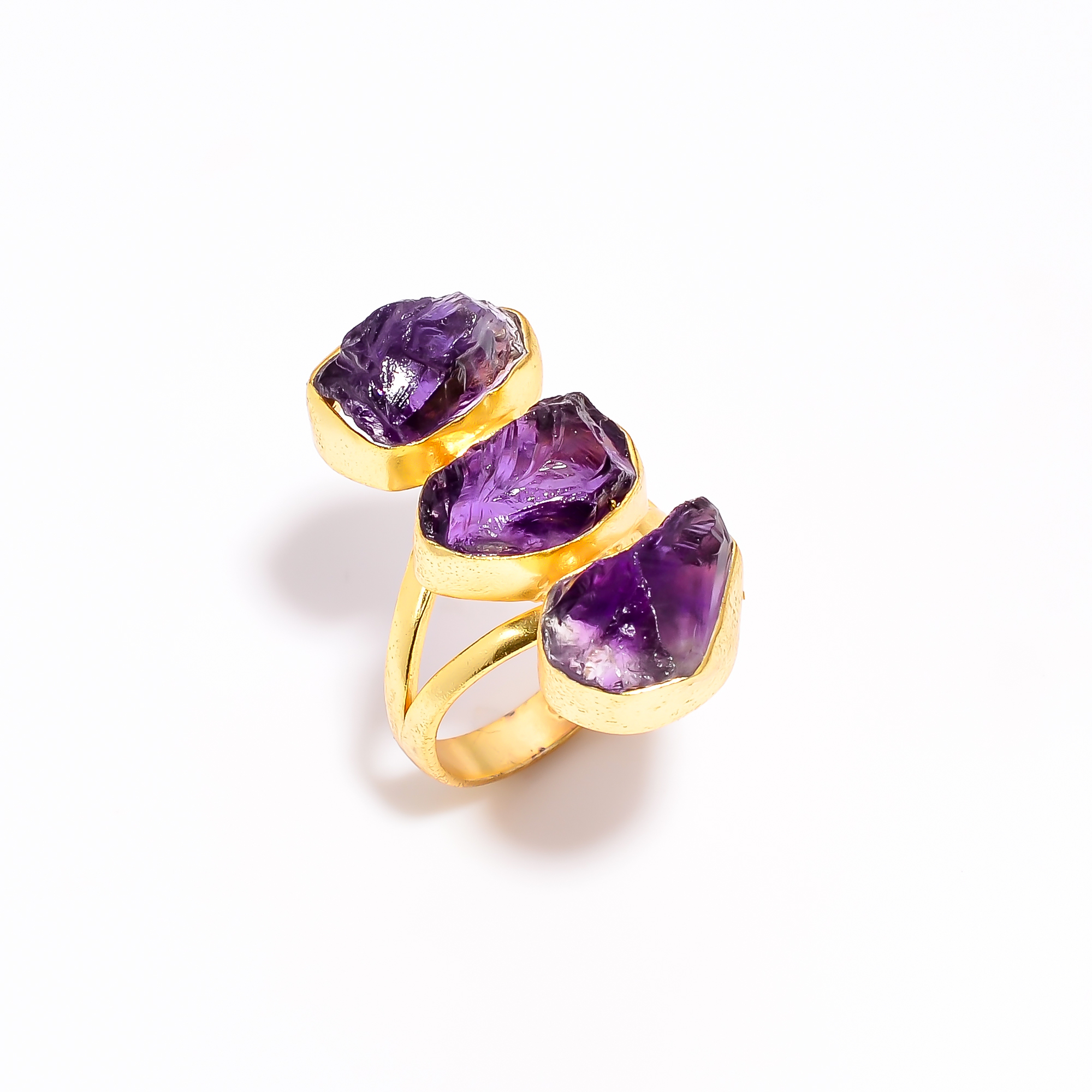 Sapphire Raw Gemstone 925 Sterling Silver Gold Plated Ring Girls Fashion Rings supplier