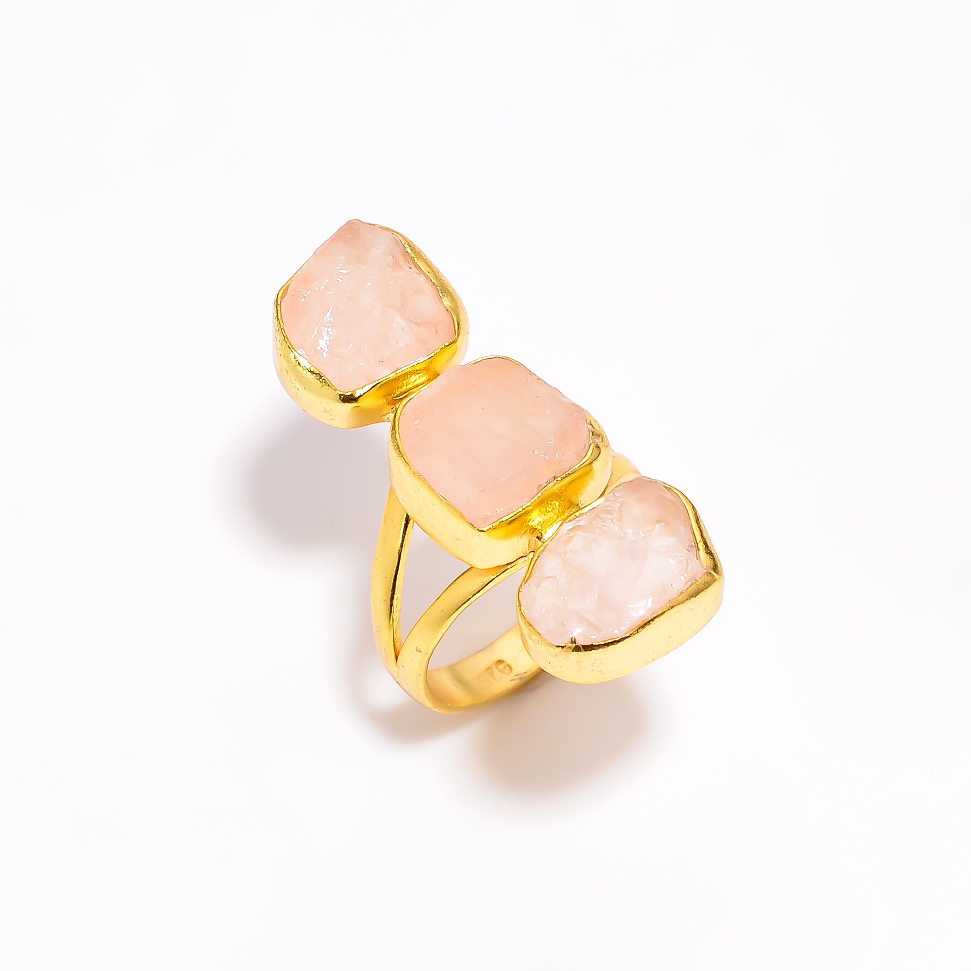 Sapphire Raw Gemstone 925 Sterling Silver Gold Plated Ring Girls Fashion Rings supplier