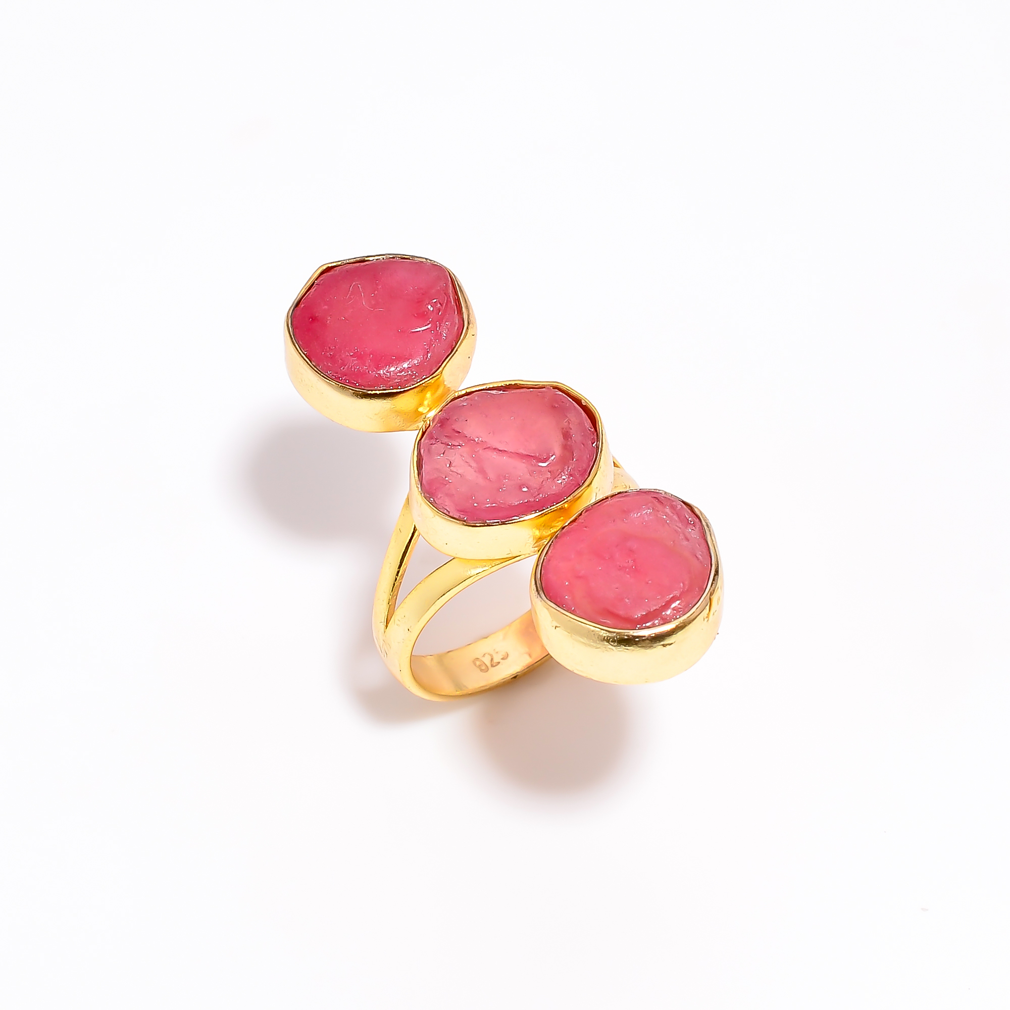 Sapphire Raw Gemstone 925 Sterling Silver Gold Plated Ring Girls Fashion Rings supplier