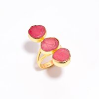 Sapphire Raw Gemstone 925 Sterling Silver Gold Plated Ring Girls Fashion Rings supplier