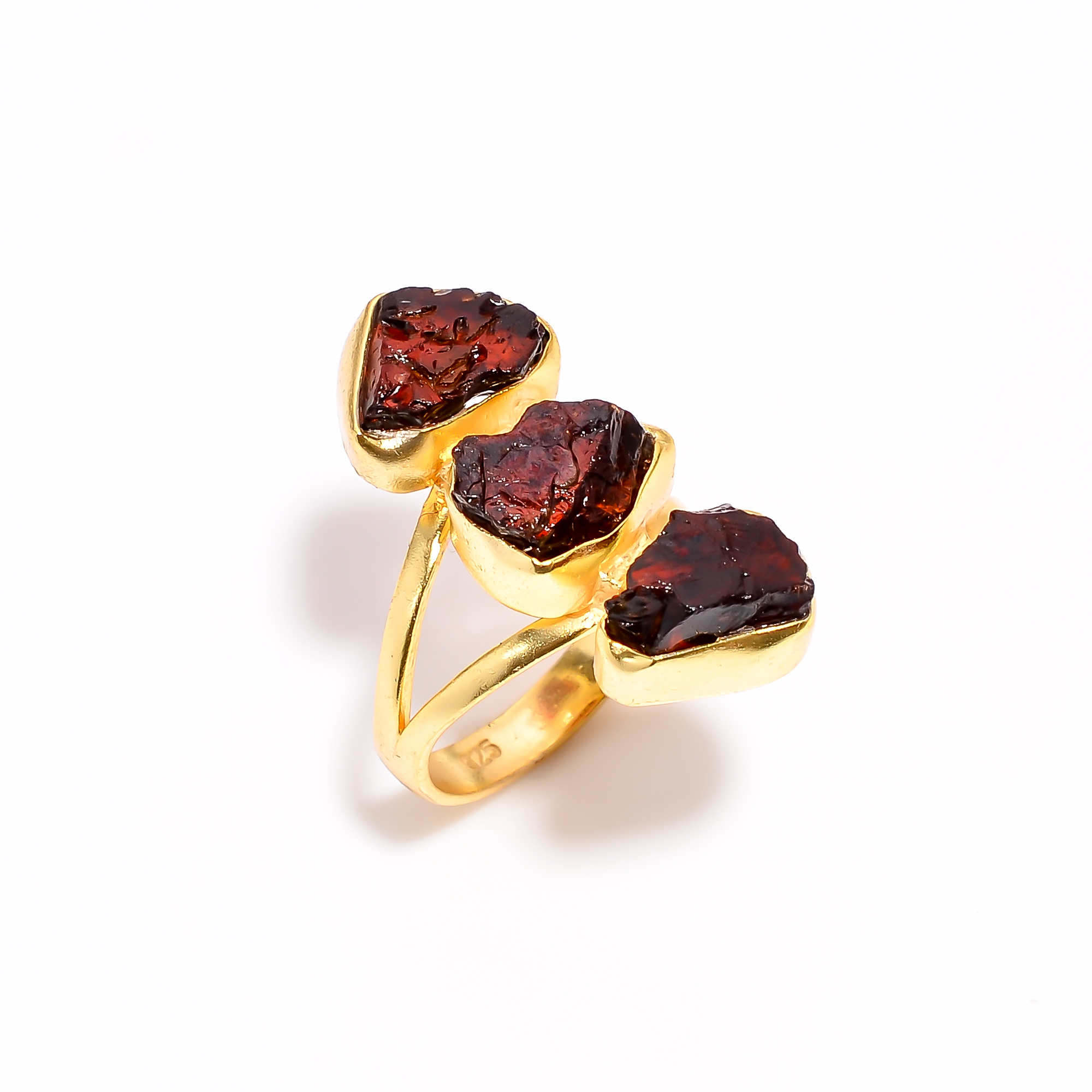 Sapphire Raw Gemstone 925 Sterling Silver Gold Plated Ring Girls Fashion Rings supplier