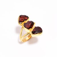 Sapphire Raw Gemstone 925 Sterling Silver Gold Plated Ring Girls Fashion Rings supplier