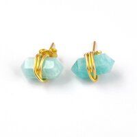 Amazonite Gemstone Point Silver Gold Vermeil Wire Wrapped Stud