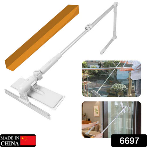 CLEANING BRUSH WITH SQUEEGEE ADJUSTABLE TELESCOPIC POLE U SHAPE CAN CLEAN BOTH SIDES OF MIRROR EASILY FOR CLEANING HOME KITCHEN RESTAURANT GLASS WALL WINDOW 6697