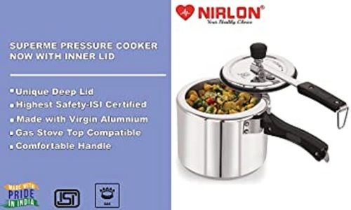 5Ltr - Aluminum Supreme Inner Lid Pressure Cooker Warranty: 5 Year