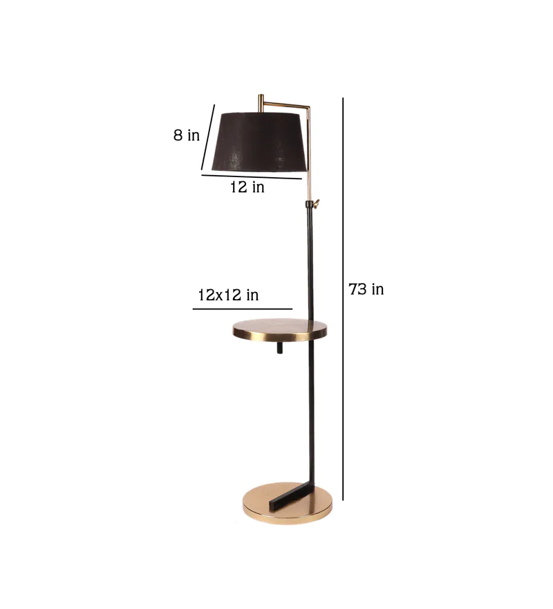 Black Iron Cloth Shade Floor Table Lamp With Black Brass Base By Sapphire