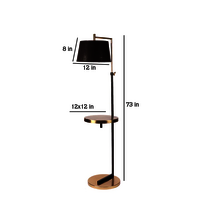 Black Iron Cloth Shade Floor Table Lamp With Black Brass Base By Sapphire