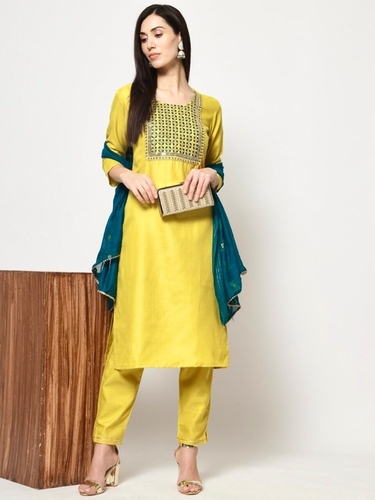 Lemon Tea Yellow Cotton Kurti