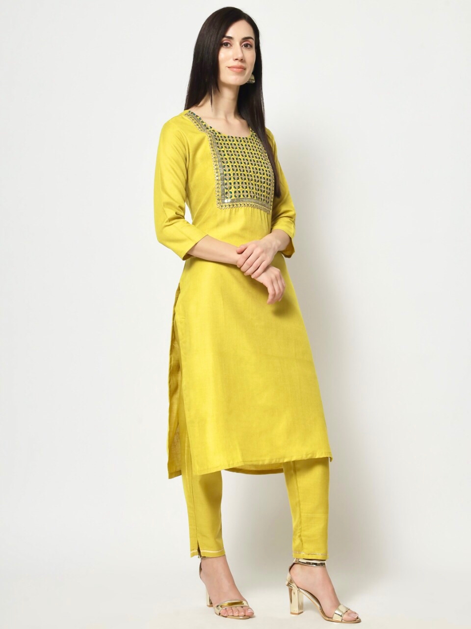 Lemon Tea Yellow Cotton Kurti
