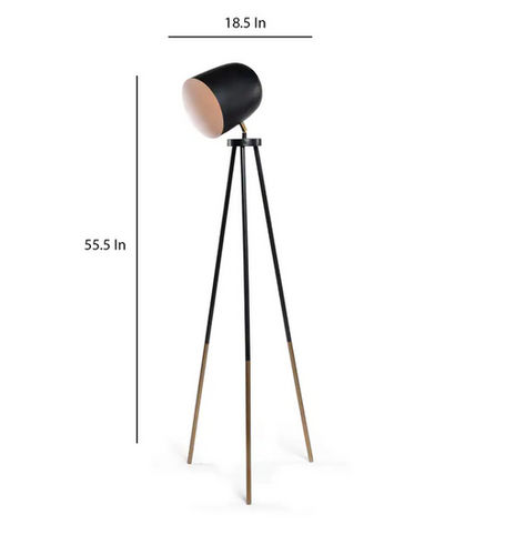 Black Iron Shade Floor Lamp With Black And Gold Base Handcrafted By Orange Tree