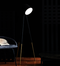 Black Iron Shade Floor Lamp With Black And Gold Base Handcrafted By Orange Tree