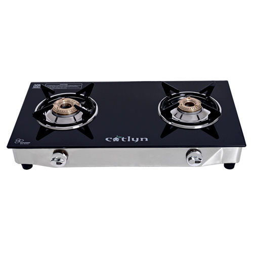 Two Burner Crystal Black Glass Stove With Ss Frame Dimension (L*W*H): 60 X 38 X 9  Centimeter (Cm)