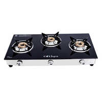Manual Three Burner Black Glass Stove With Ss Frame
