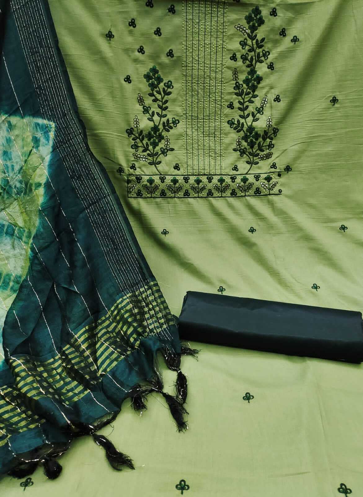 Tanvi Green Parampra Cotton Dress Material