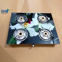 White Flower Printed Four Frame Burner Stoves