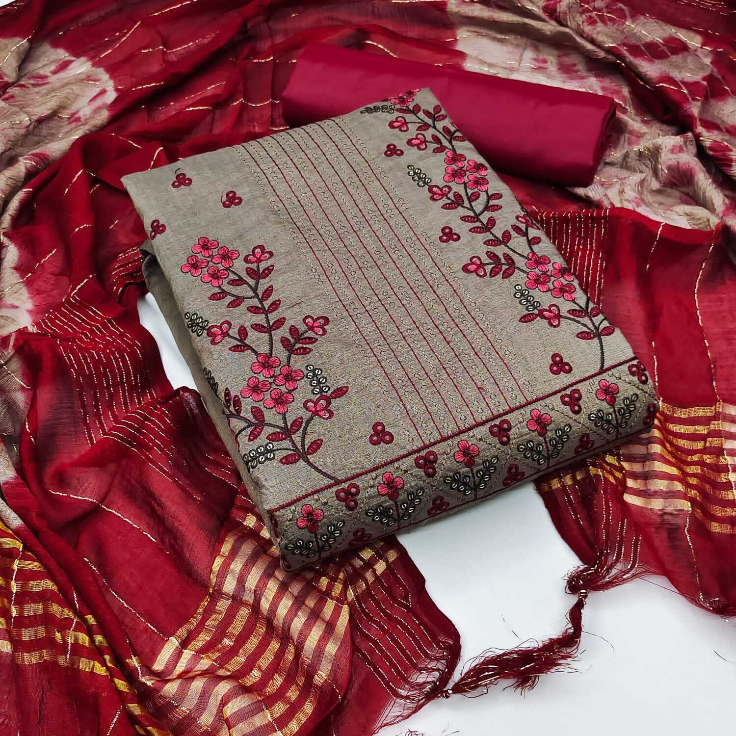 Tanvi Grey Parampra Cotton Dress Material