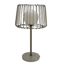 Caged Orb Silver Table Lamp With White Marble Base For Home Decoration Living Room Office Room