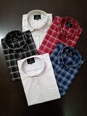 Premium Men Shirts - Cotton Twill, Sizes M-XXL, Colors with Checks and Stripes | Classic Collar, Full Sleeves, Breathable and Washable