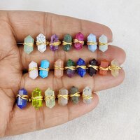 Turquoise Gemstone Point Silver Gold Vermeil Wire Wrapped Stud