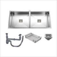 White Stainless Steel Double Bowl Kitchen Sink