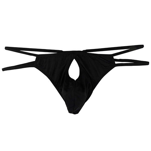 Bruchi Club New Mens Black Brief Thong Front Open Hole Notch