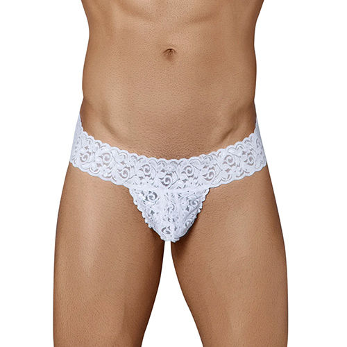 Mens Lace Underwear Nylon Briefs G-String White Thongs