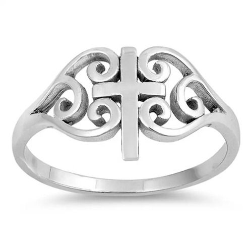 925 Sterling Silver Pretty Handcrafted Celtic Cross Silver Plain Ring Gender: Women