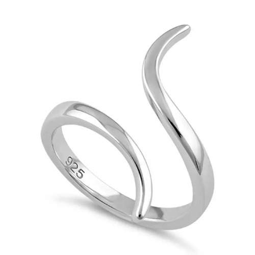 925 Sterling Silver Handmade Silver Open Curvy Line Ring Plain Silver Ring