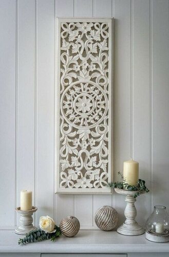 White Rustic Mdf Wall Decorative Penal