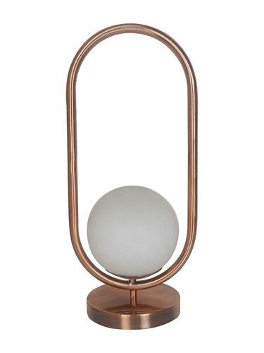 Modern Antique Copper Capsule Ring White Globe Table Lamp