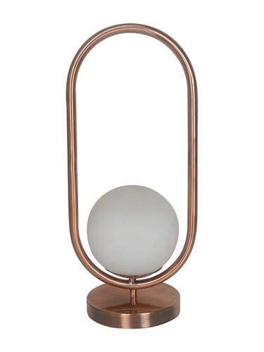 Modern Antique Copper Capsule Ring White Globe Table Lamp