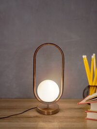 Modern Antique Copper Capsule Ring White Globe Table Lamp