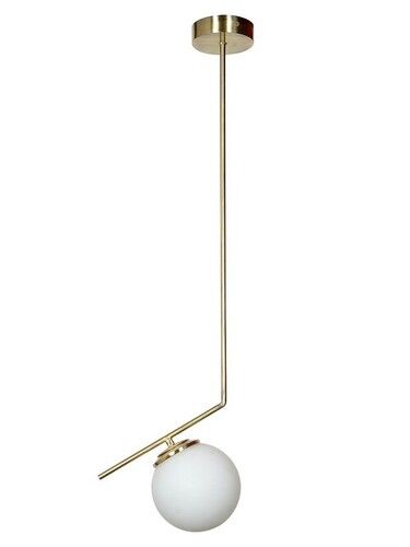 Modern Steel Tangent Ceiling Light Pendant in Matt Gold Finish and Frosted Glass Globe