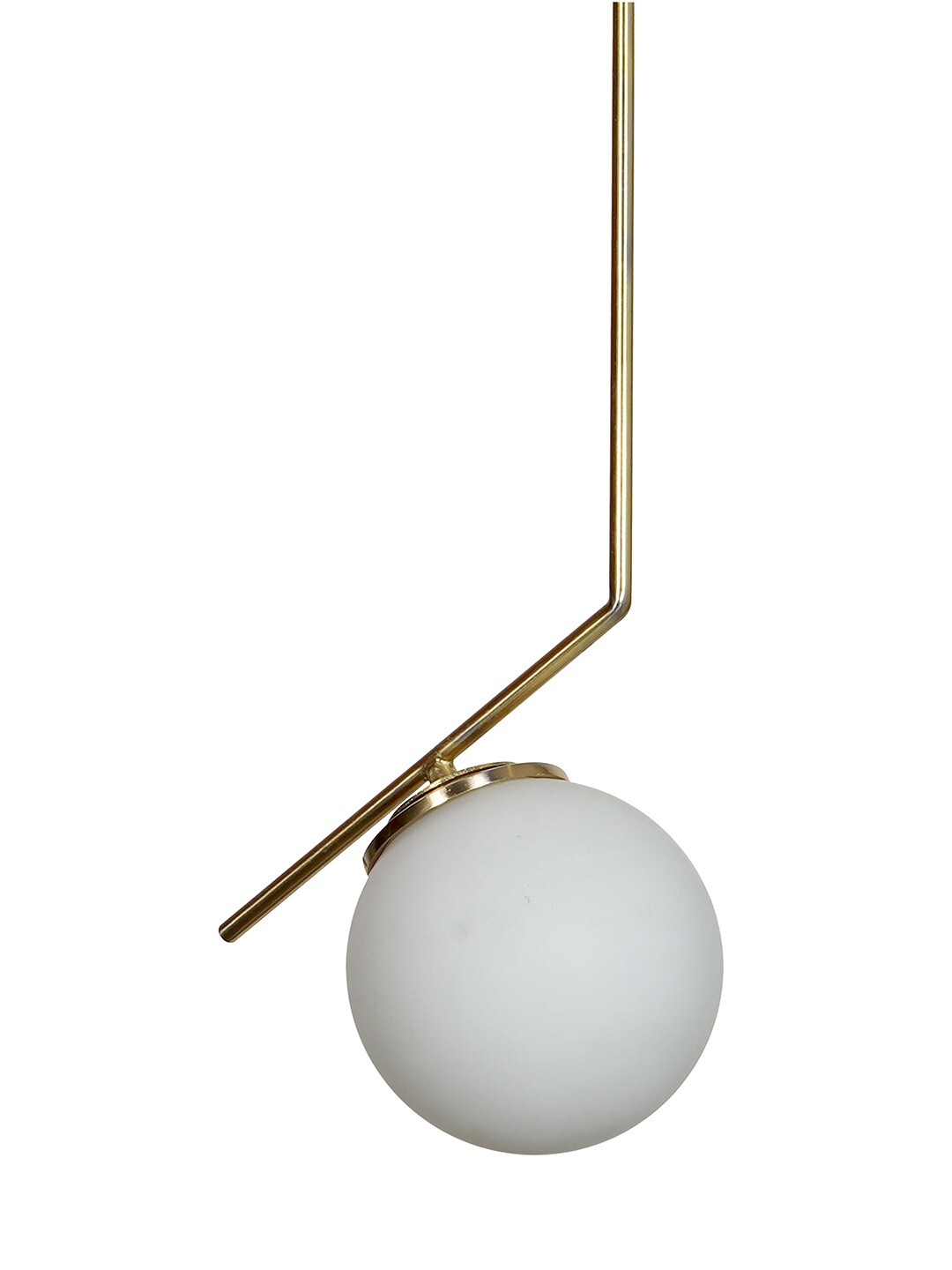 Modern Steel Tangent Ceiling Light Pendant in Matt Gold Finish and Frosted Glass Globe