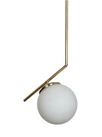 Modern Steel Tangent Ceiling Light Pendant in Matt Gold Finish and Frosted Glass Globe