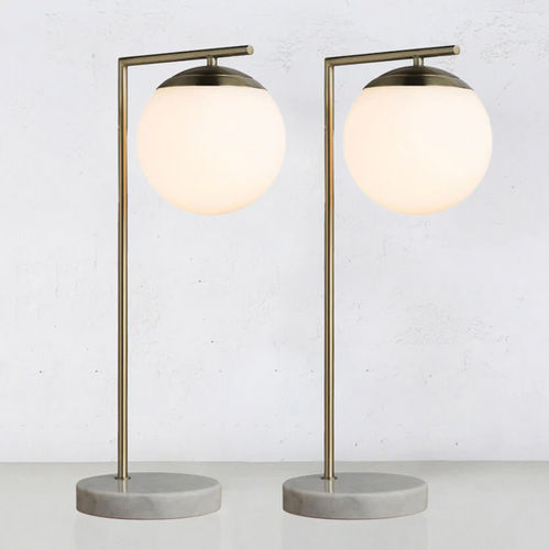 Table lamp  antique brass grey marble base bundle