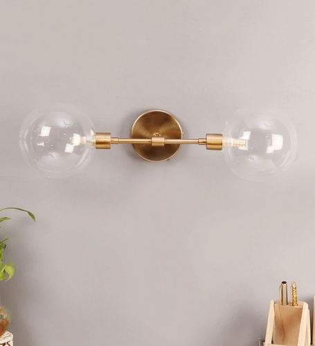 The Proud Or Double Glass Wall Sconce Wall Lamp Matte Brass Gold Finish by Decor de Maison