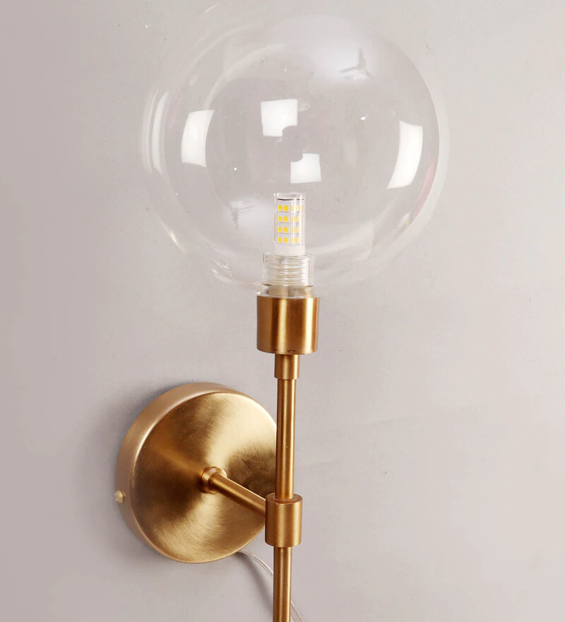 The Proud Or Double Glass Wall Sconce Wall Lamp Matte Brass Gold Finish by Decor de Maison