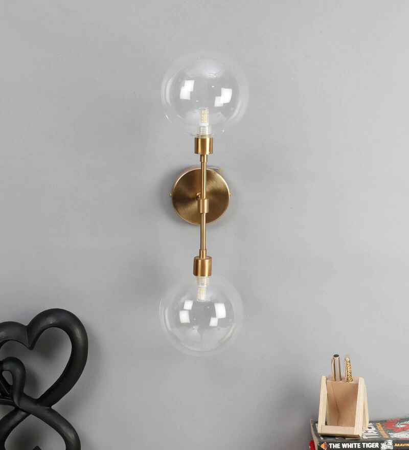 The Proud Or Double Glass Wall Sconce Wall Lamp Matte Brass Gold Finish by Decor de Maison