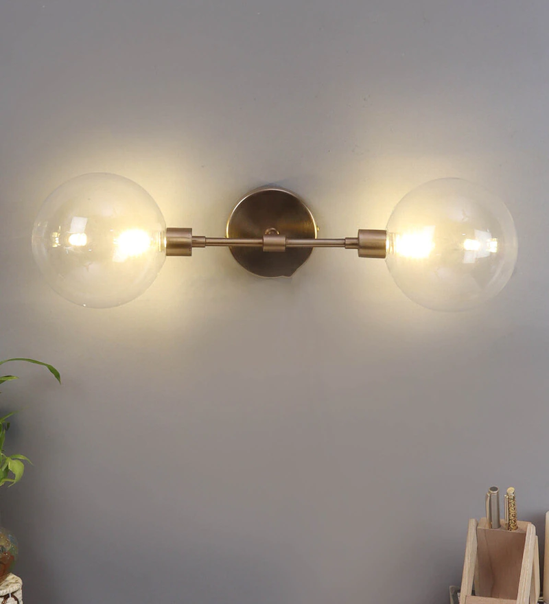 The Proud Or Double Glass Wall Sconce Wall Lamp Matte Brass Gold Finish by Decor de Maison