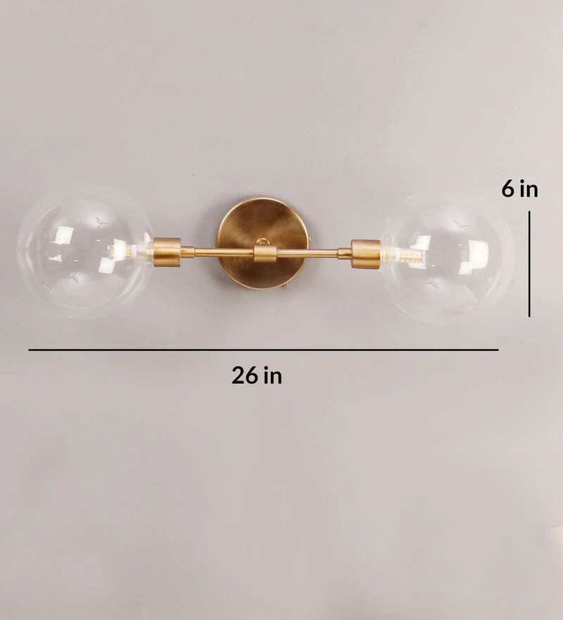 The Proud Or Double Glass Wall Sconce Wall Lamp Matte Brass Gold Finish by Decor de Maison