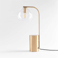 Brass Table Lamp with Clear Round Shade