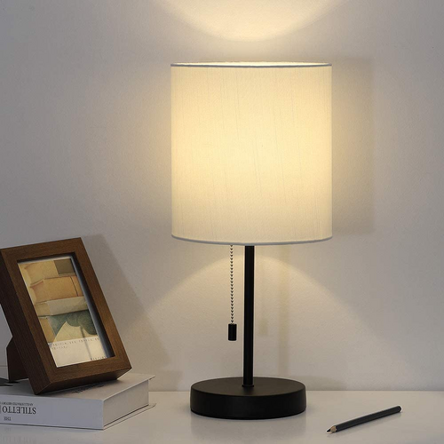 Metal Table Lamp Round Shape Black Powder Coated