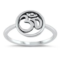 925 Sterling Silver Charming Handcrafted Om Plain Silver Ring Gender: Women