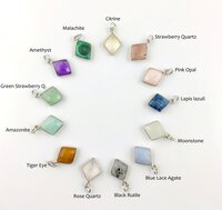 Malachite Gemstone Diamond Shape Sterling Silver 11x13mm Bezel Charm