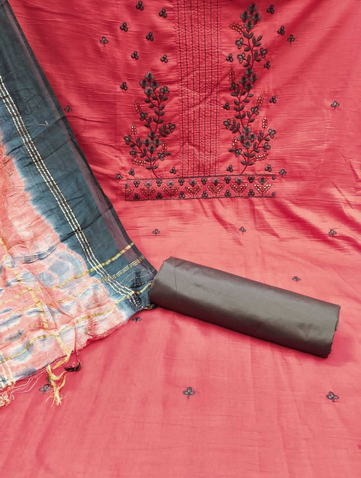 Tanvi Pink Parampra Cotton Dress Material