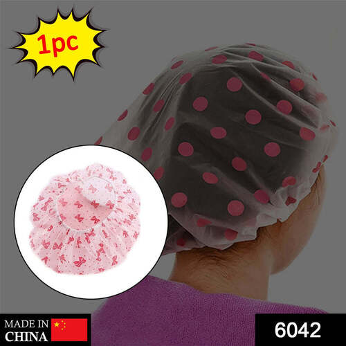 WATERPROOF SHOWER CAP REUSABLE BATH CAPS (6042)