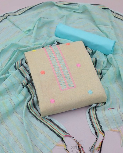 Aneri Sky-Blue Khadi Cotton Dress Material