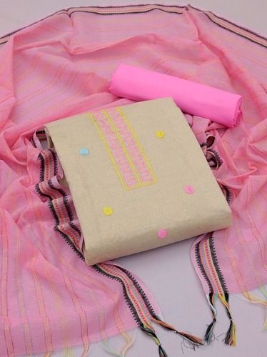 Aneri Pink Khadi Cotton Dress Material